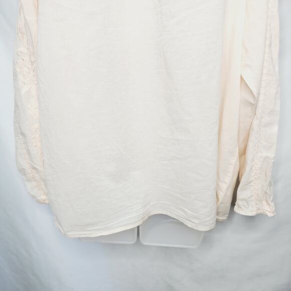 J Jill Cotton Light Weight Light Pink Long Sleeve Button Front Embroidery Blouse - Picture 13 of 13